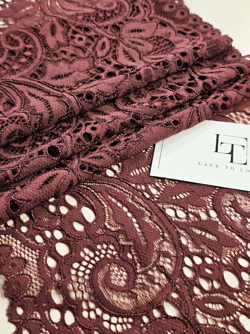 Luxury-maroon-stretch-elastic-lace-trimming-shop-online-Europe