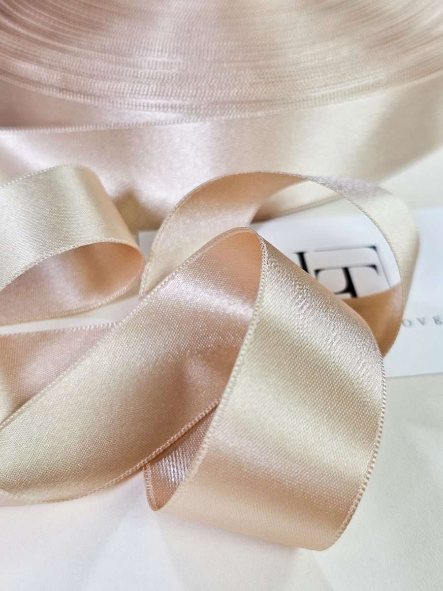 Beige double side satin ribbon - Lace To Love