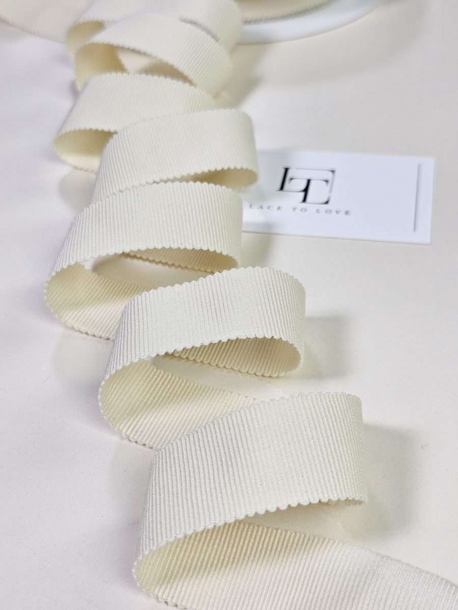 Light ivory cotton grosgrain ribbon - Lace To Love