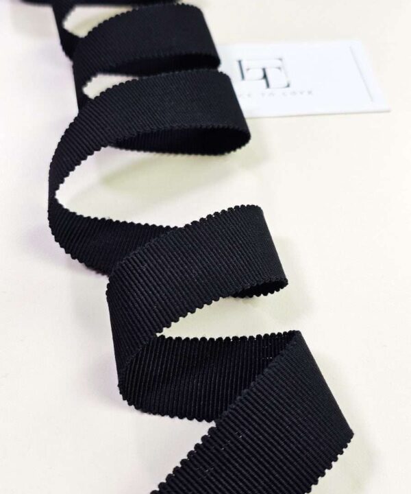 Black cotton grosgrain edging ribbon sold by the meter online shop