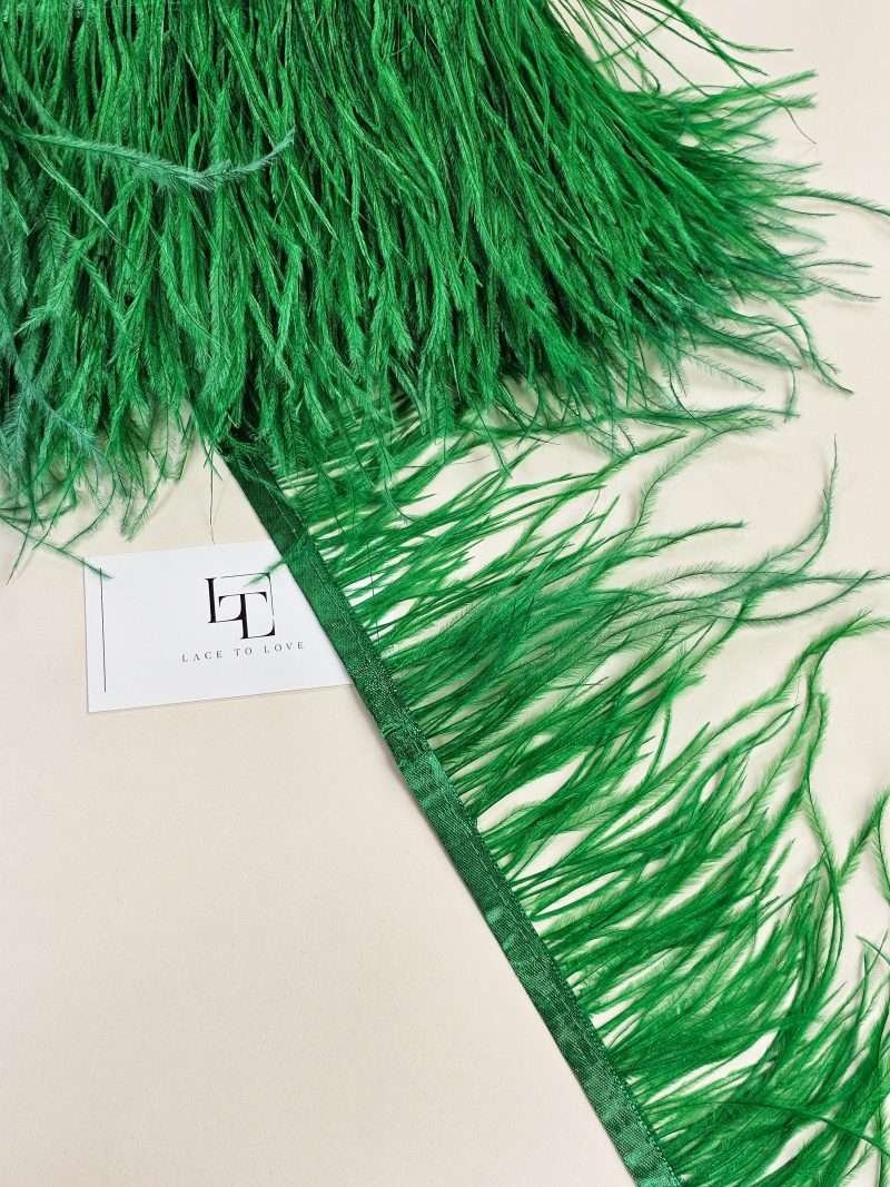 Real dyed ostrich feathers on band