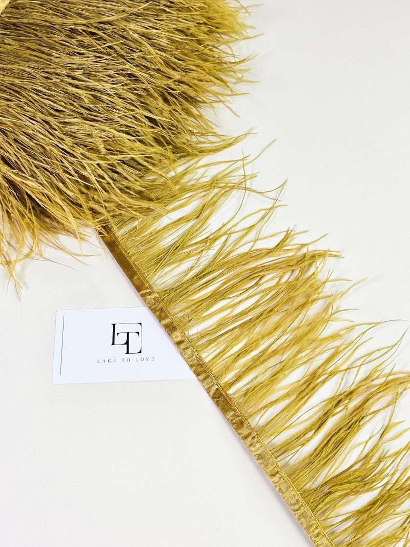 Mustard green ostrich feather fringe