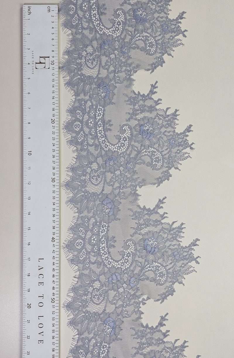 Blue grey lace edging sold by the meter online shop