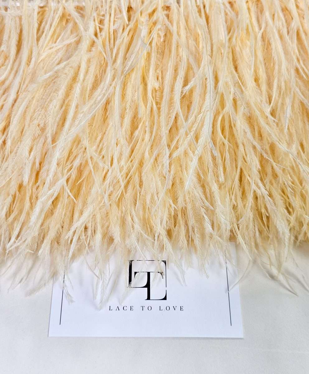 Pale yellow ostrich feather fringe - Lace To Love