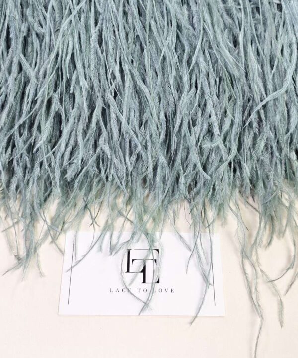 Green gray natural ostrich feather fringe