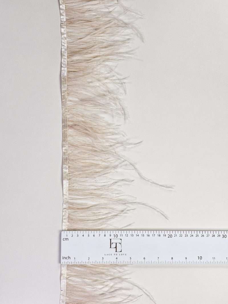 Beige natural ostrich feather fringe