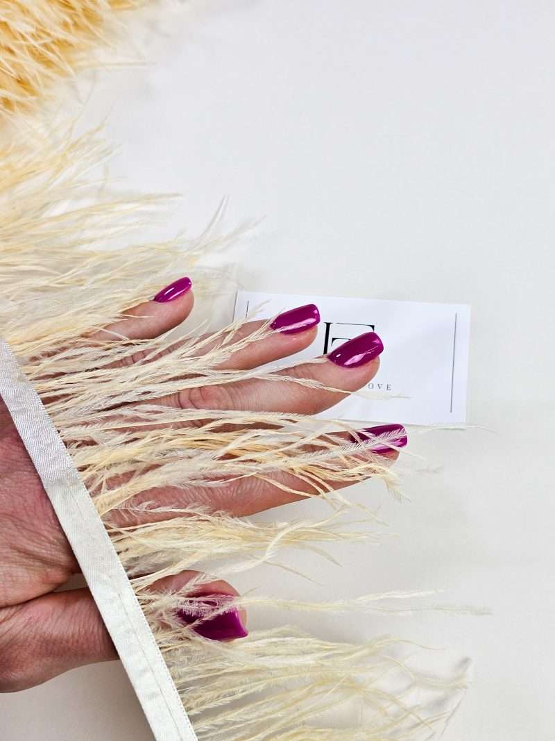 Yellow natural ostrich feather fringe