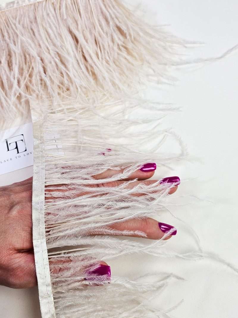 Real ostrich feather skin color fringe online shop