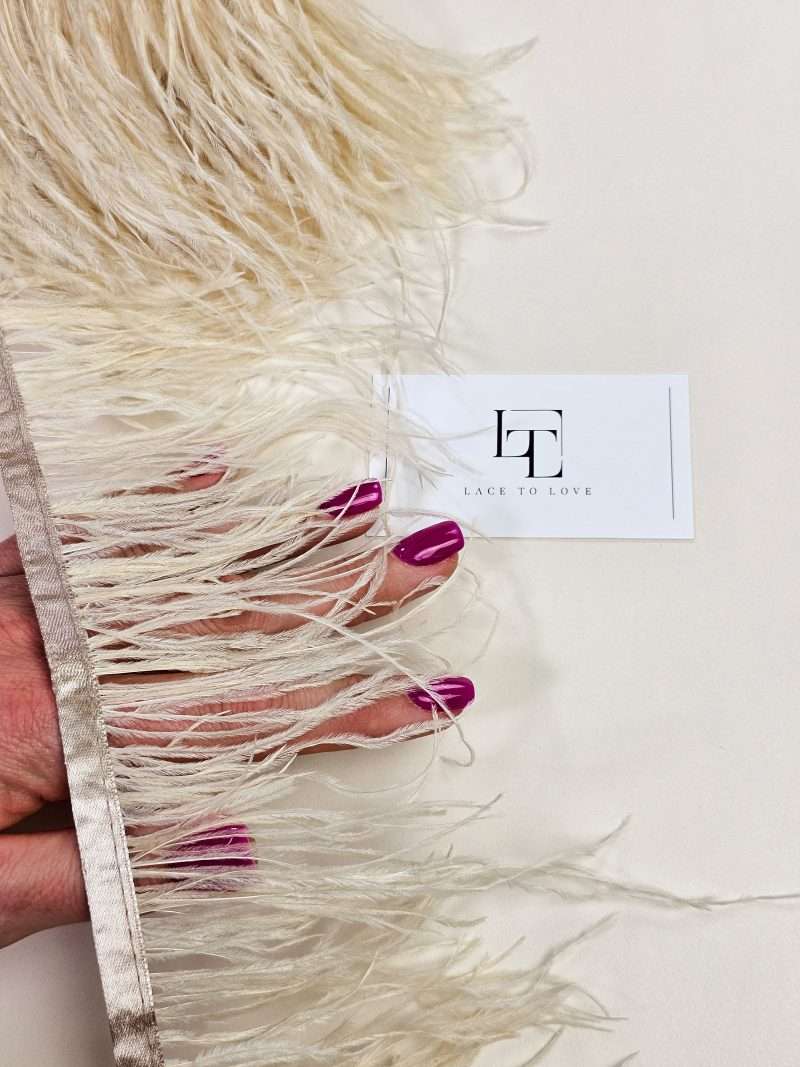 Real ostrich feather skin color fringe online shop