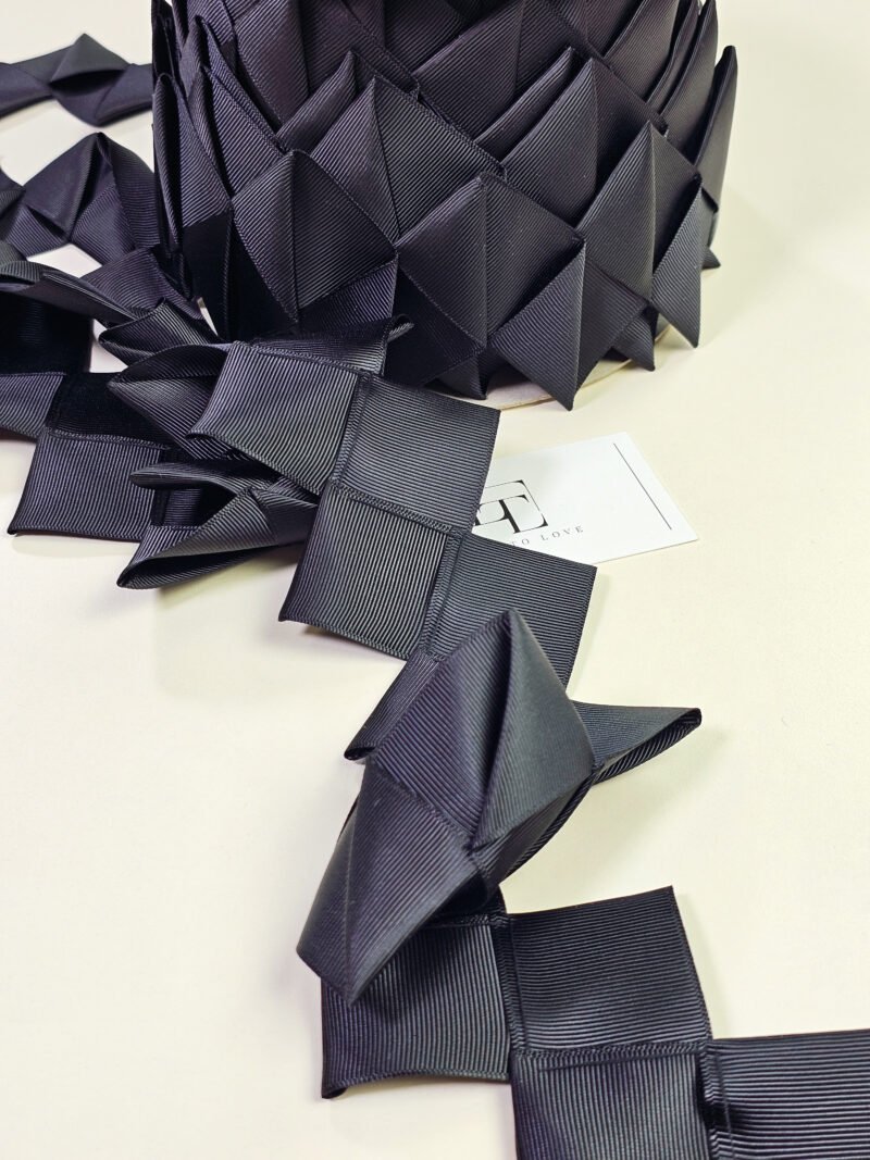 Black folded grosgrain edging ribbon sold by the meter online shop
