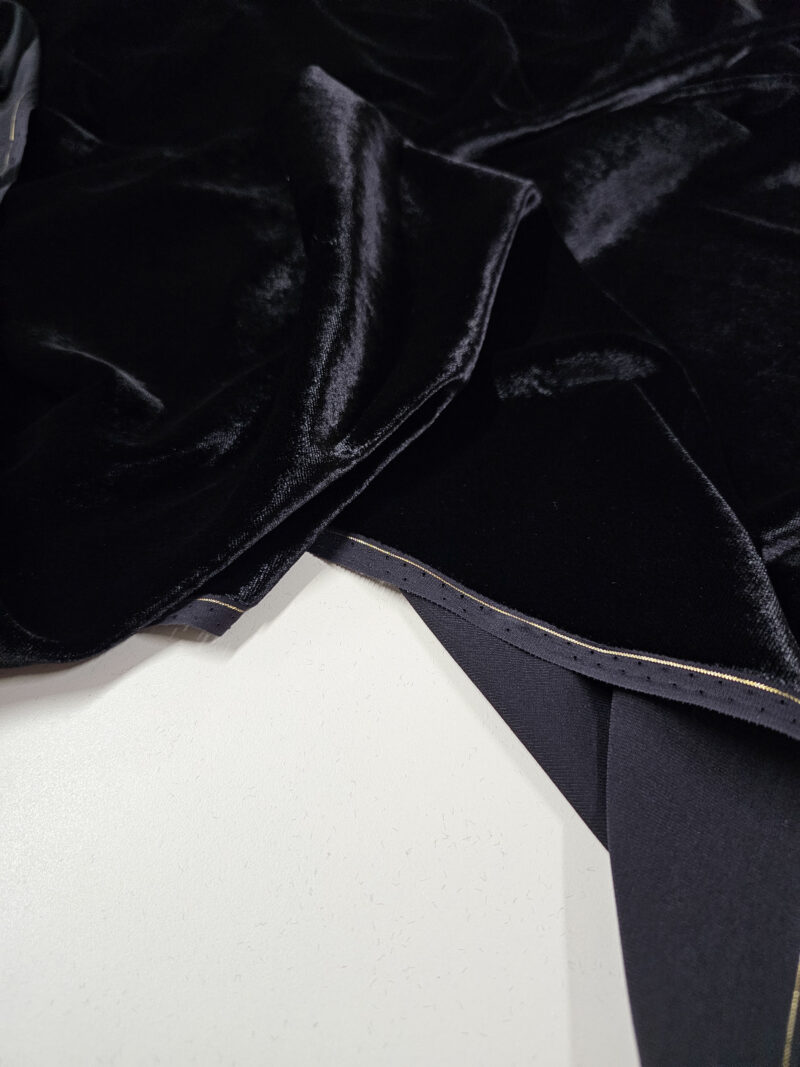 Black silk velvet fabric