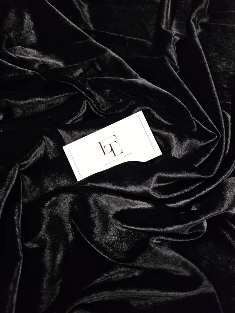 Black natural silk fabric velvet