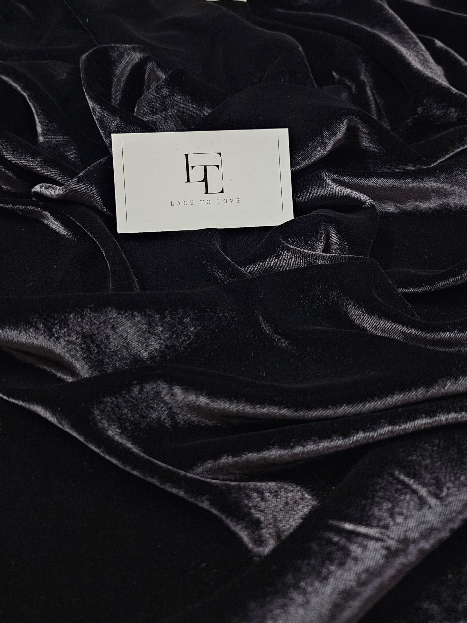 Black silk velvet fabric - Lace To Love