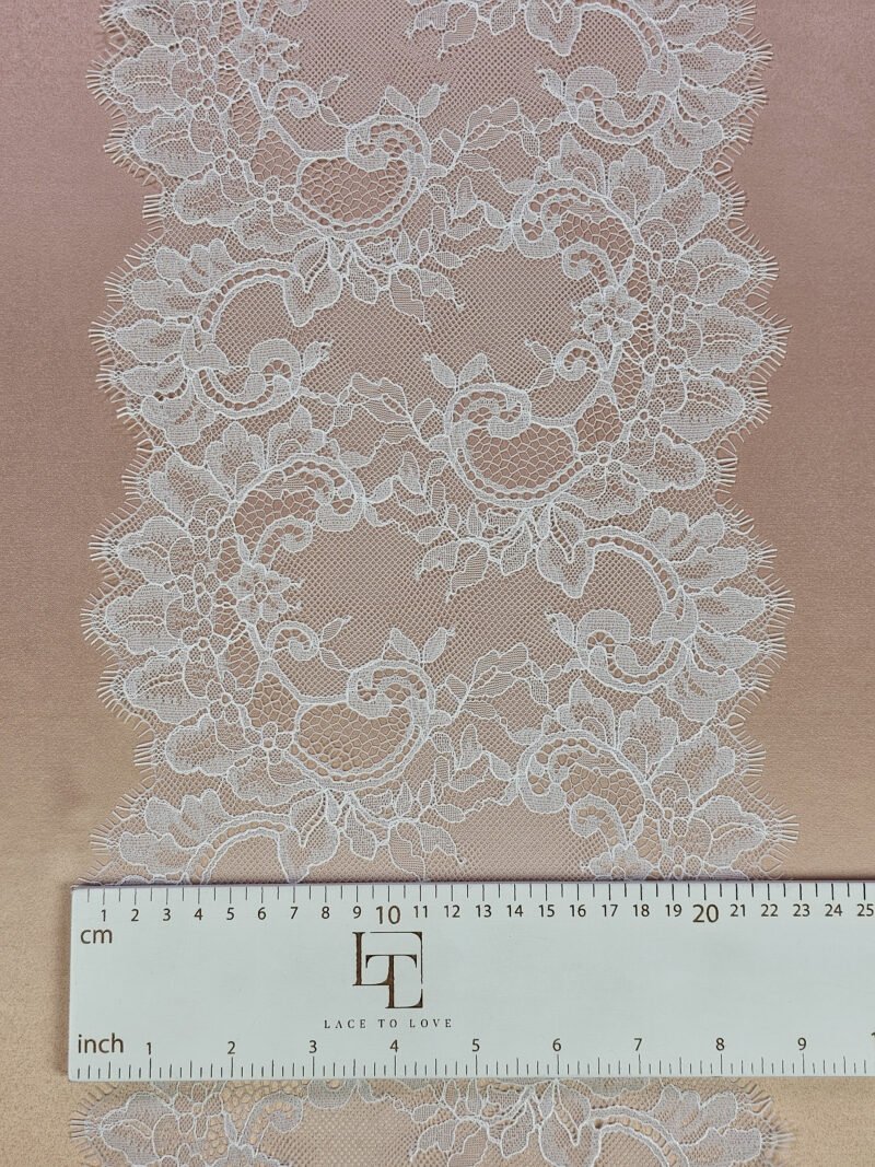 Ivory French Chantilly lace trimming buy online by the meter