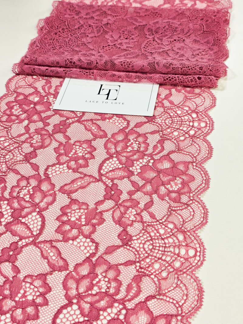Pink stretch elastic lace trim french fabric europe