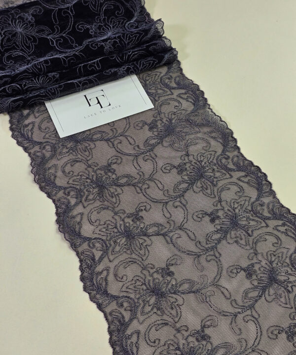 Black Chantilly eyelash lace trim fabric europe