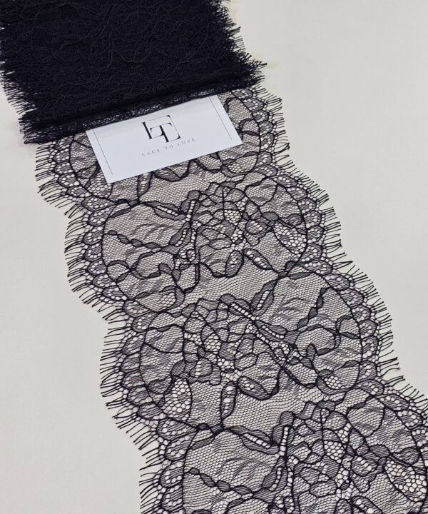 Black Chantilly eyelash lace trim fabric europe