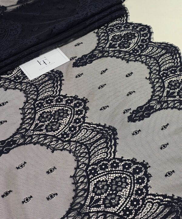 Black Chantilly eyelash lace trim fabric europe