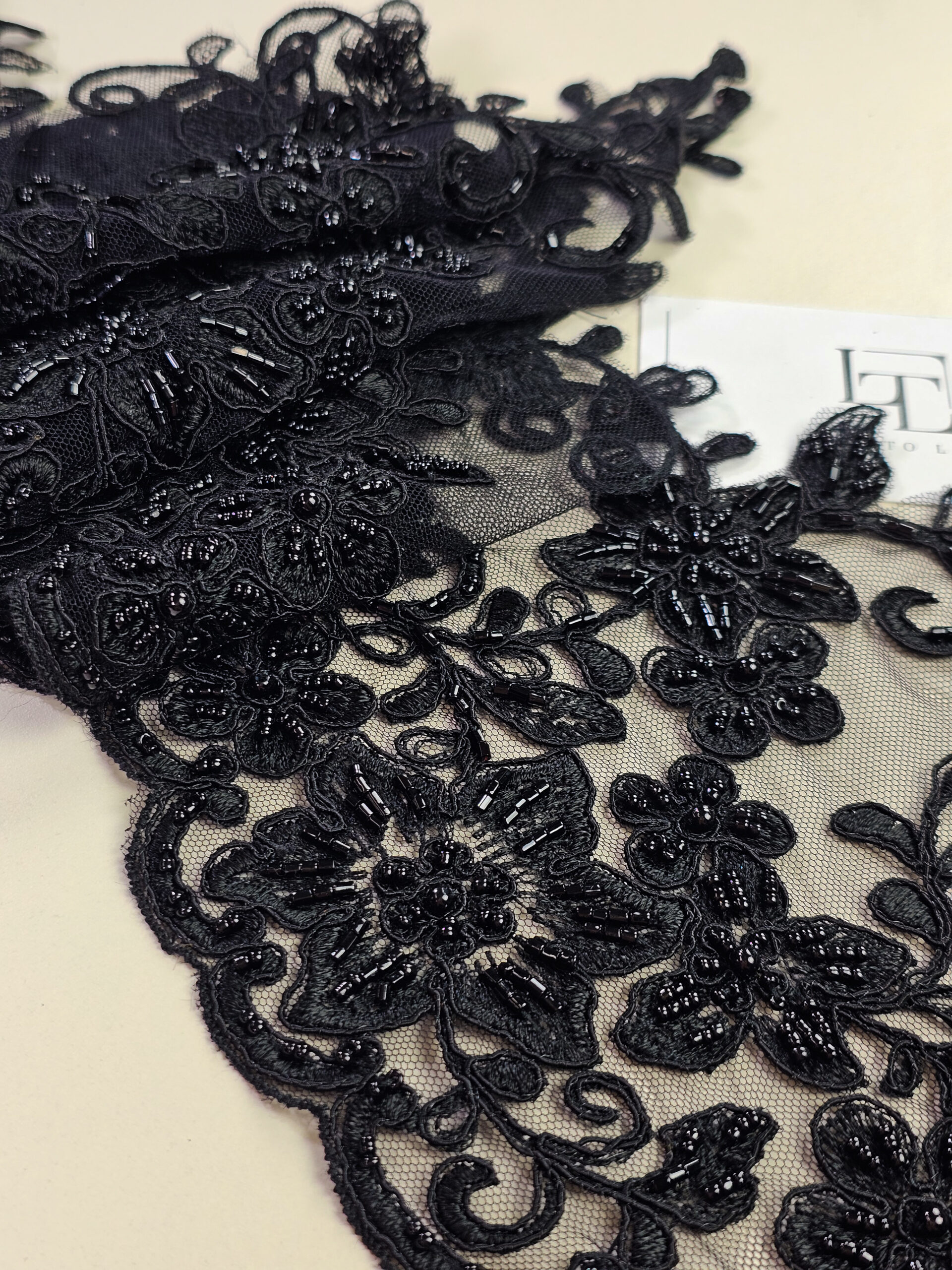 Black beaded lace trim new arrivals