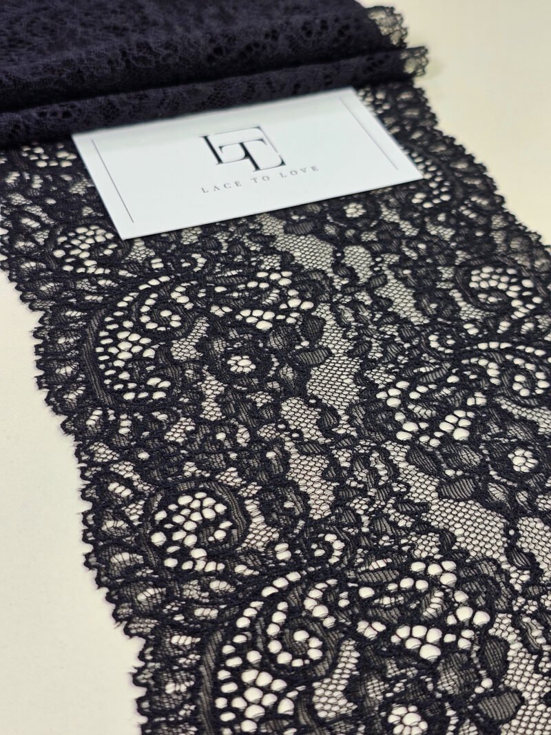 Black stretch elastic lace trim french fabric europe