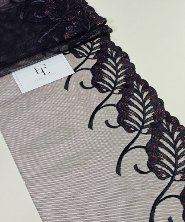 Delicate black embroidery lace fabric trimming