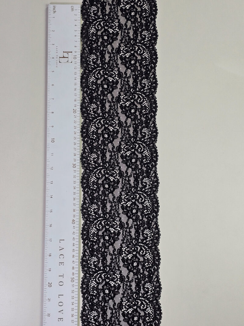 Elastic stretch black lace border
