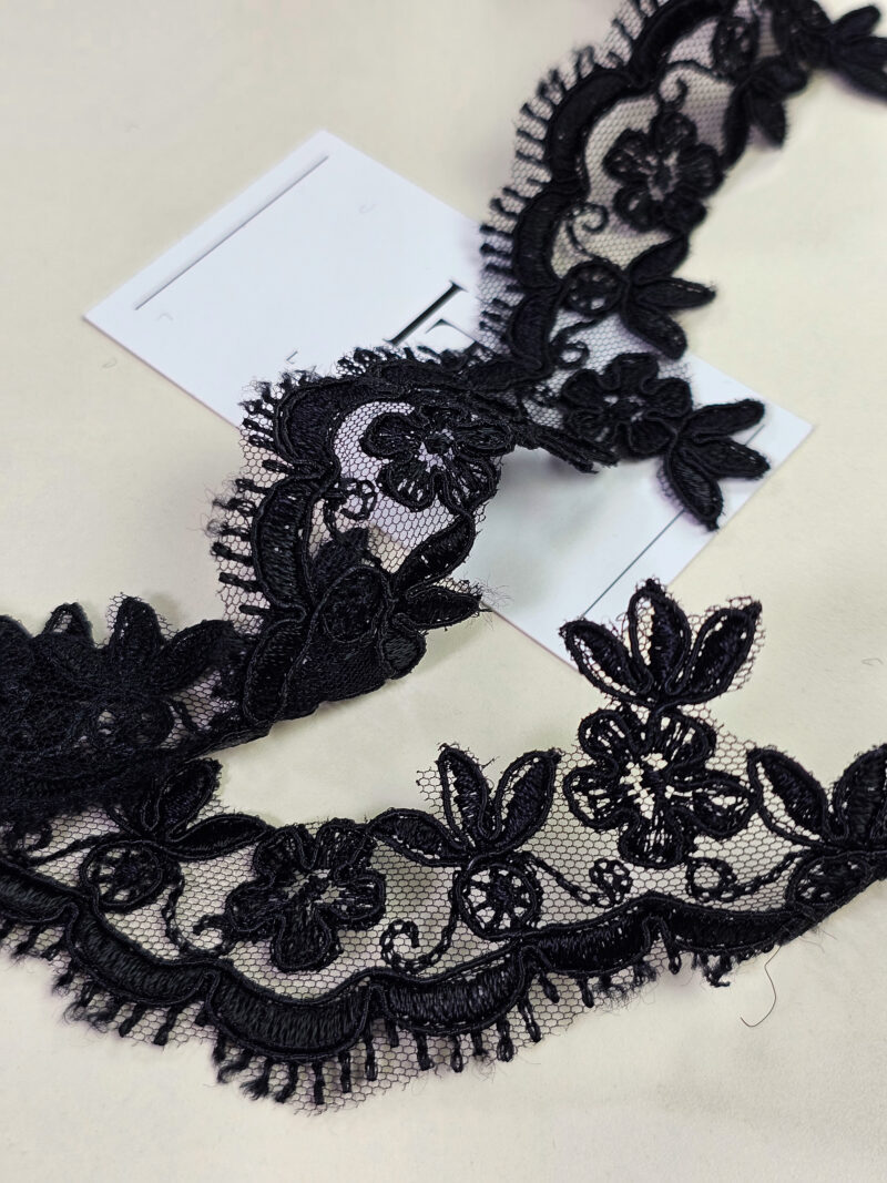 Black embroidery lace trim europe
