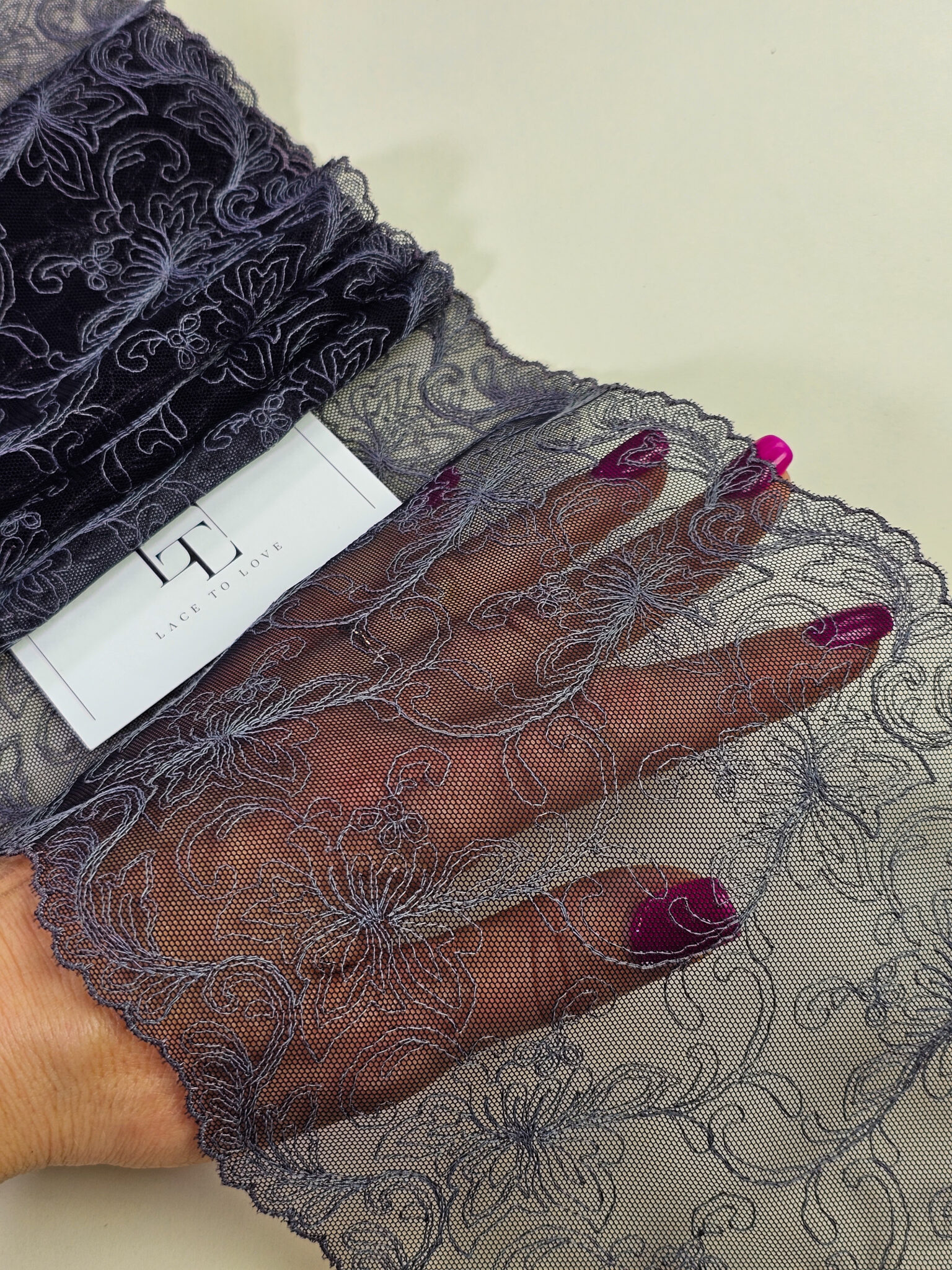 Dark Nickel Grey Chantilly Lace P244