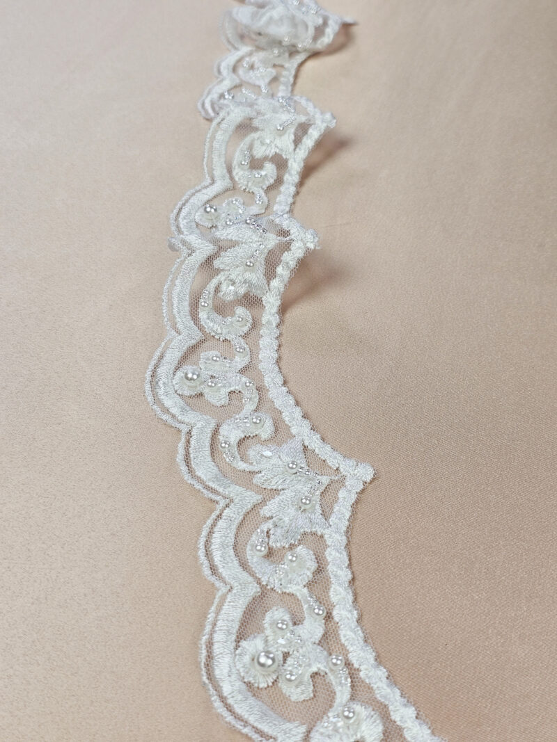 Ivory beaded lace trim europe