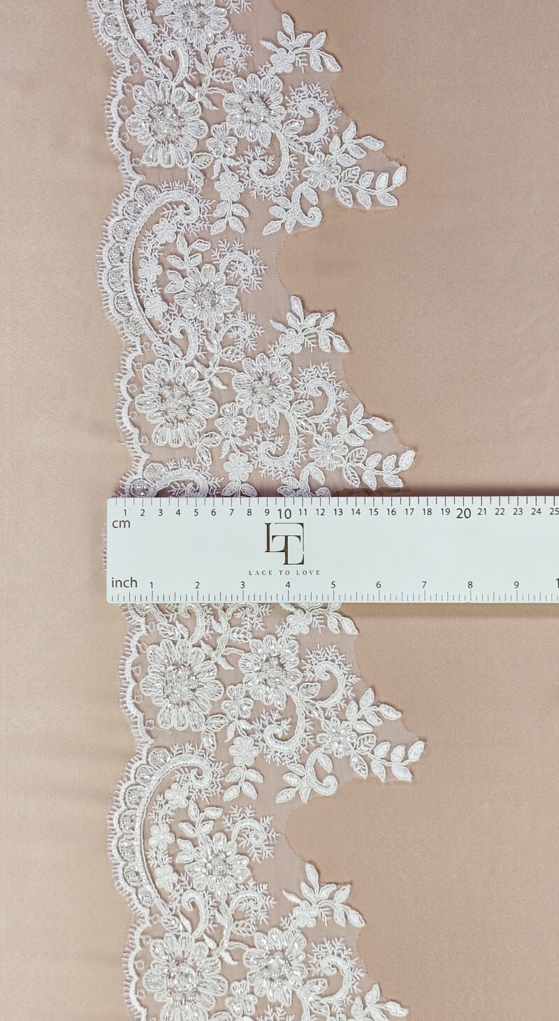 High quality beaded lace fabric trim by the meter