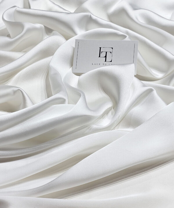 Satin fabric white bridal wedding gown