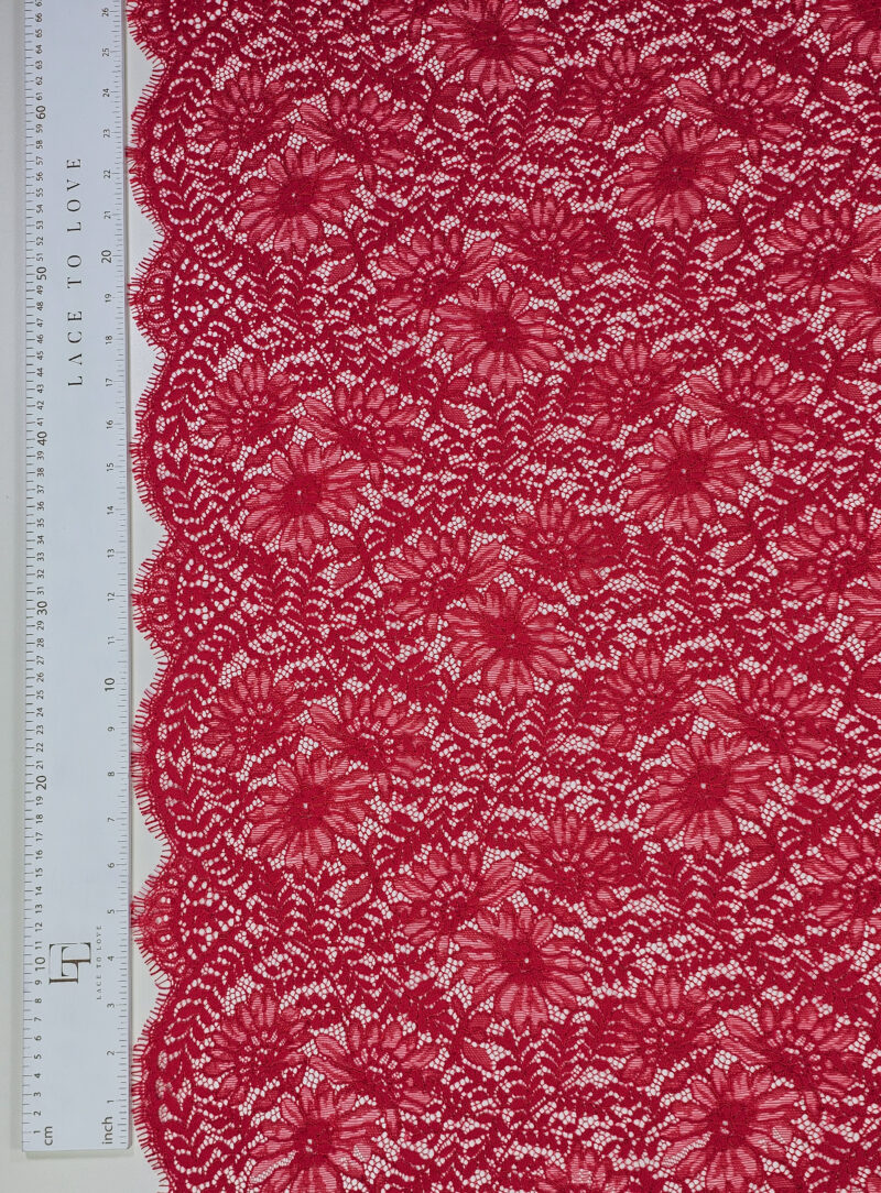 Red Spanish alencon lace fabric europe