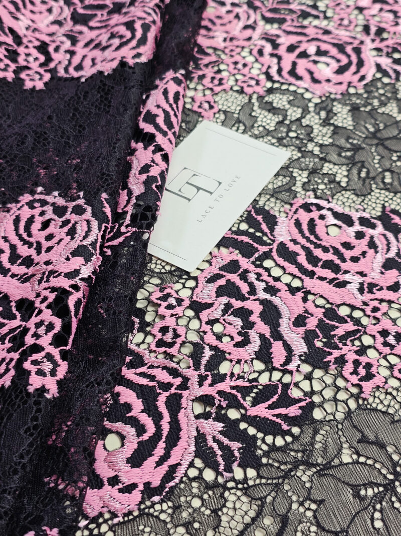 Black pink lace cloth sold by the yard