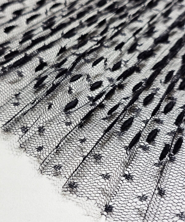 Black pleated dance costume polka dot tulle cloth