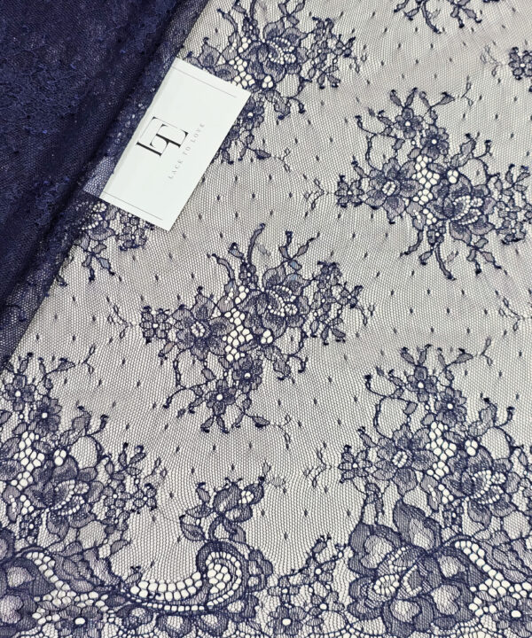Blue Chantilly eyelash wedding lace french fabric europe