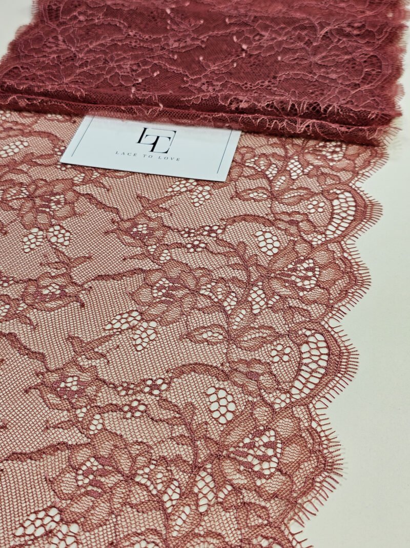 Brown French Chantilly lace trimming buy online by the meter