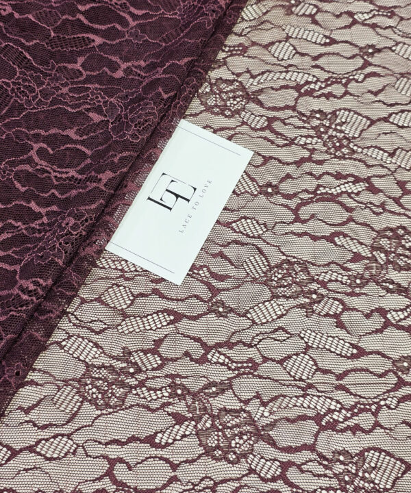 Brown elastic stretch lace fabric buy online by the meter