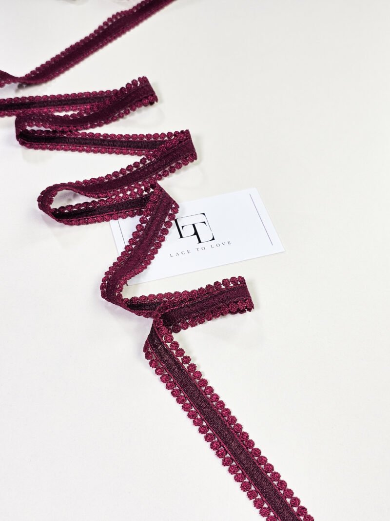 Wine red Spanish guipure lace trimming buy online by the meter