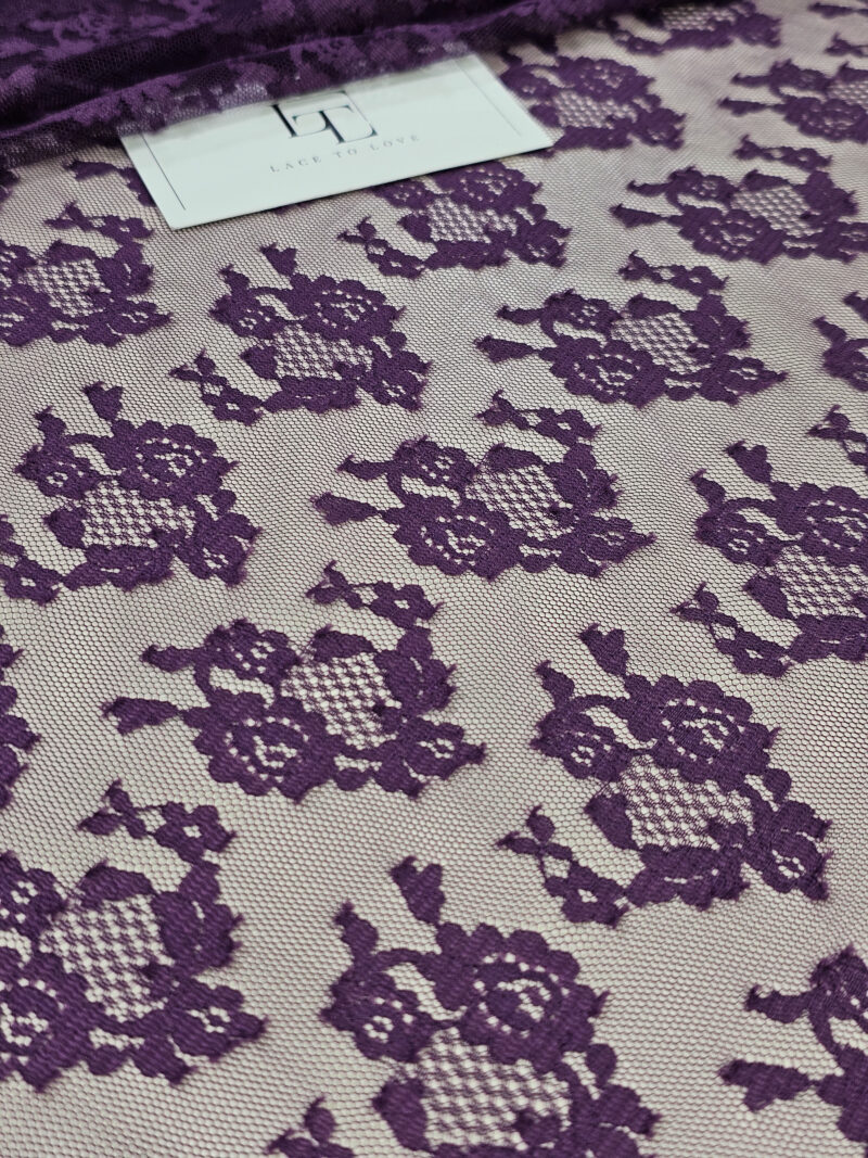 Purple Chantilly eyelash lace french fabric europe