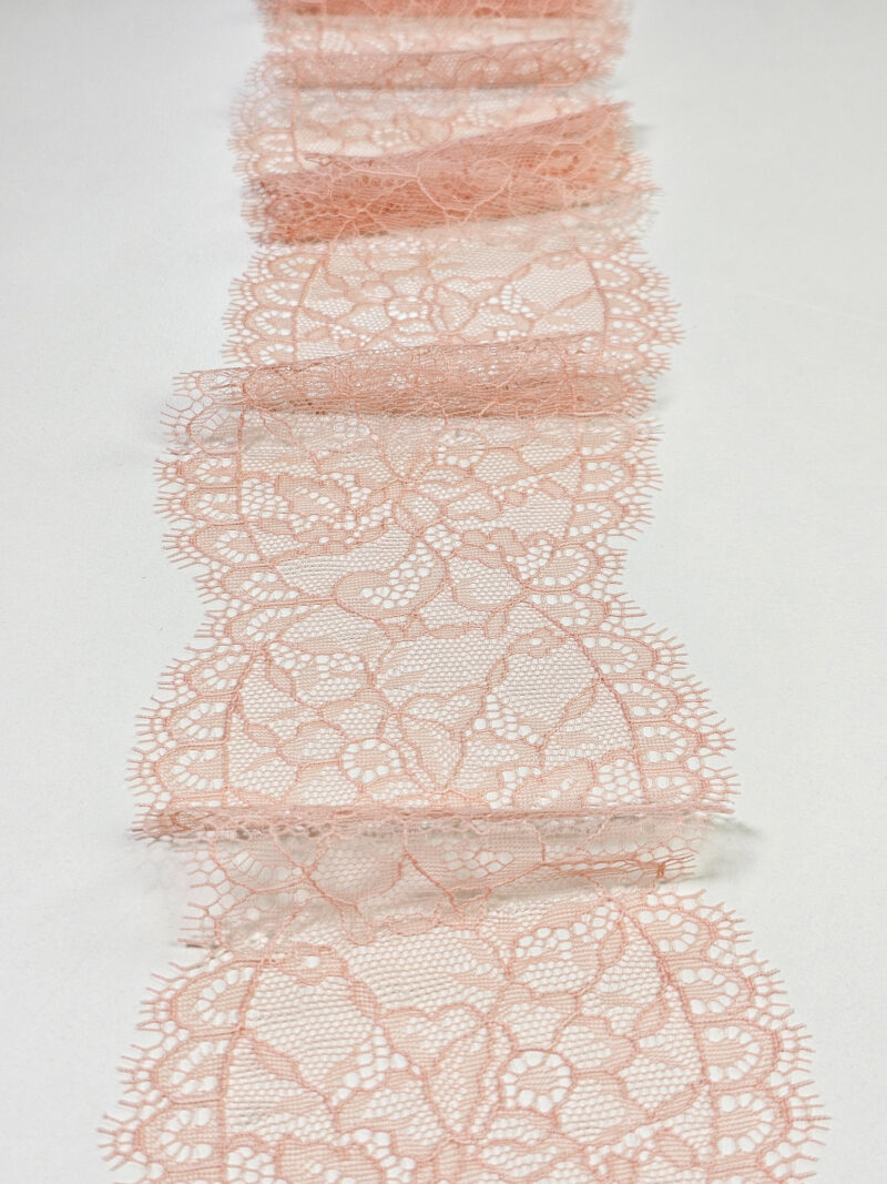Pink Chantilly eyelash lace trim fabric europe