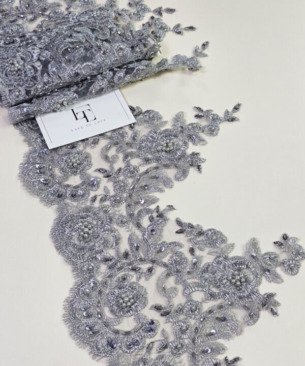 Gray beaded lace trim europe