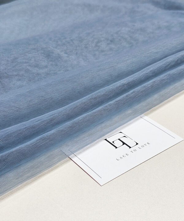 Gray blue soft well draping delicate tulle fabric