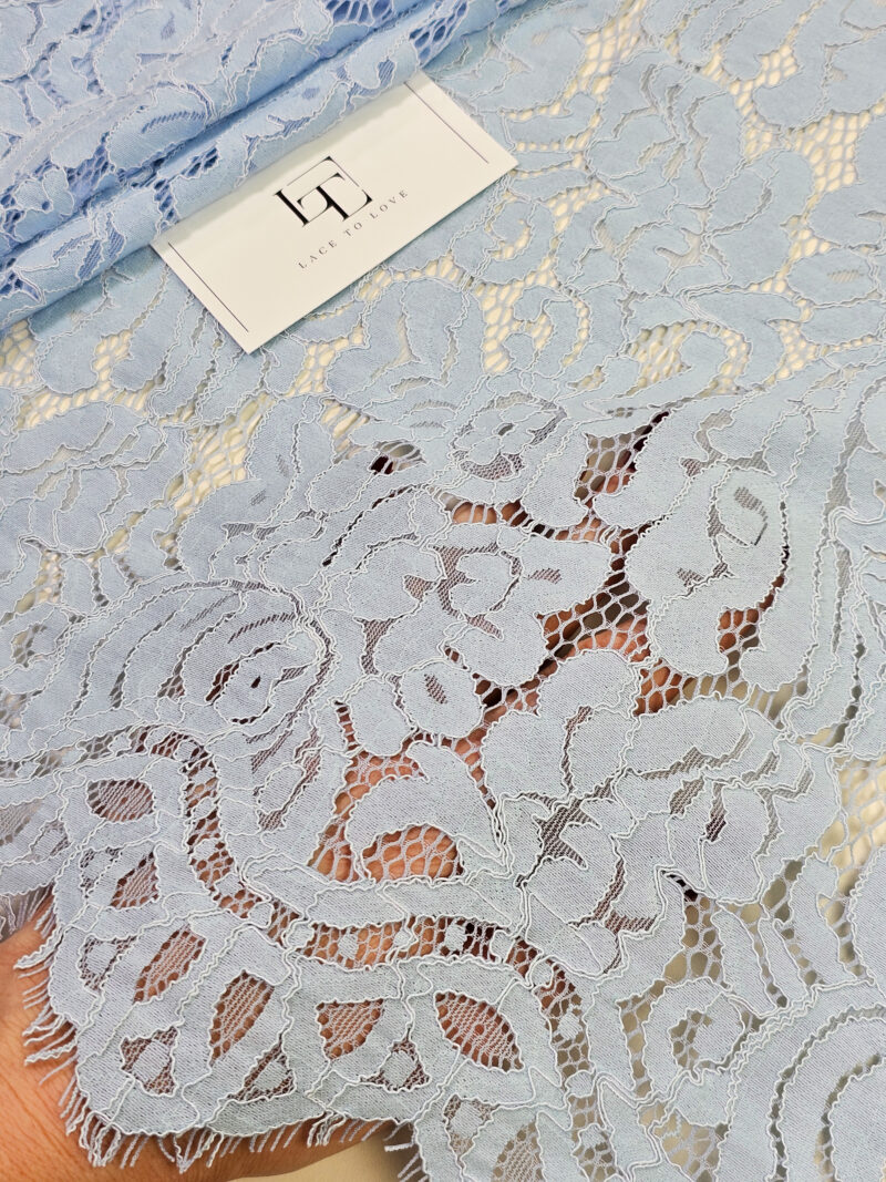 Light blue lace cloth sold by the yard