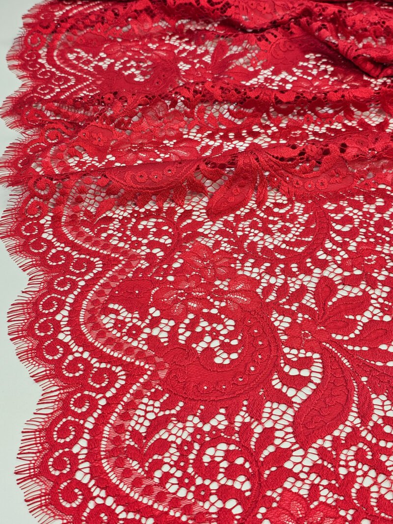 Red Spanish guipure lace fabric buy online by the meter