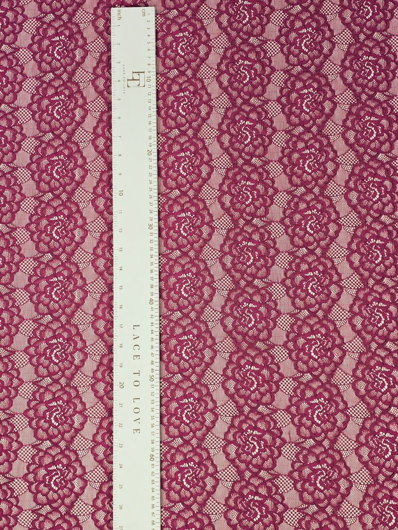 Violet elastic stretch lace fabric buy online by the meter