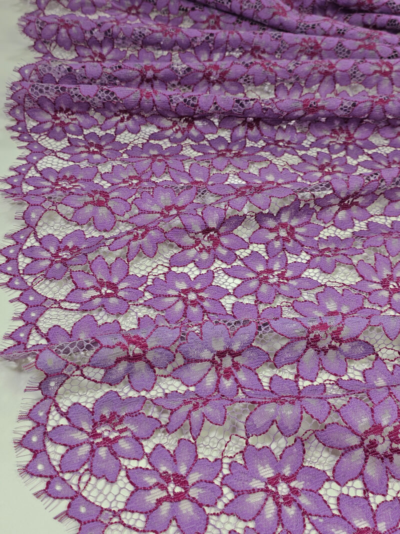 Purple Spanish guipure lace fabric buy online by the meter