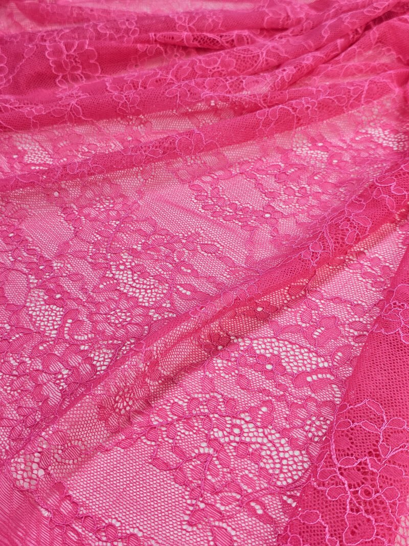 Pink stretch lace cloth sold by the yard