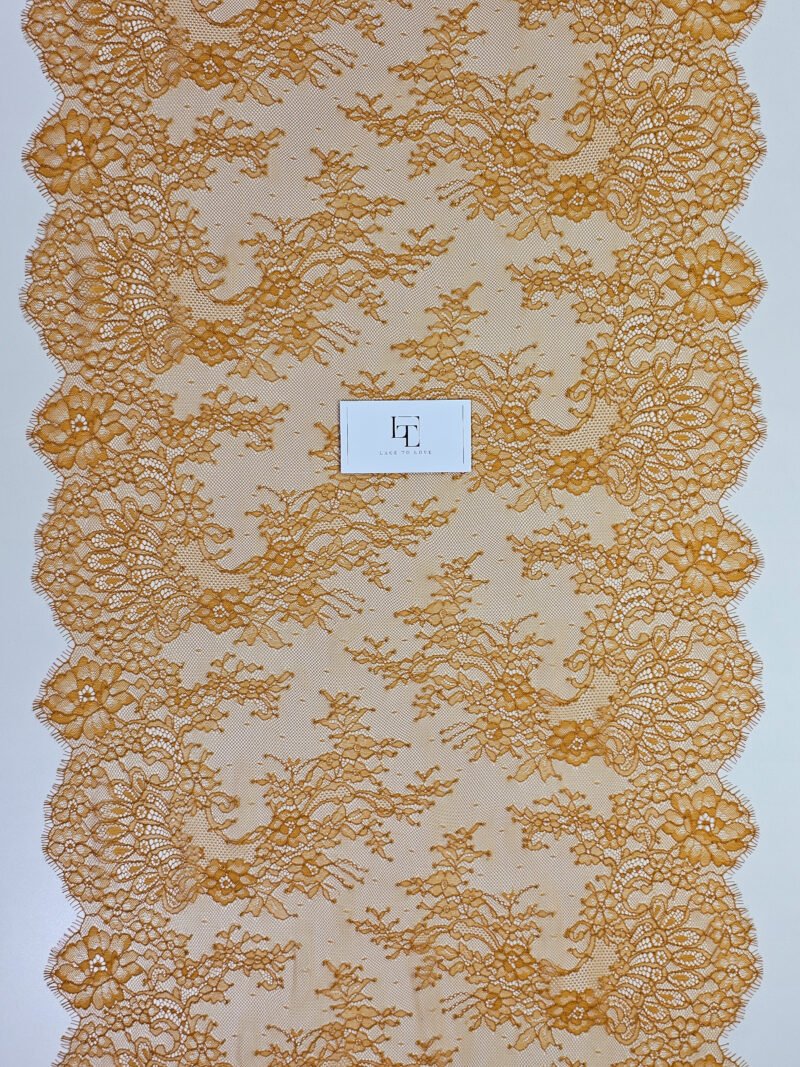 Delicate mustard brown lace border