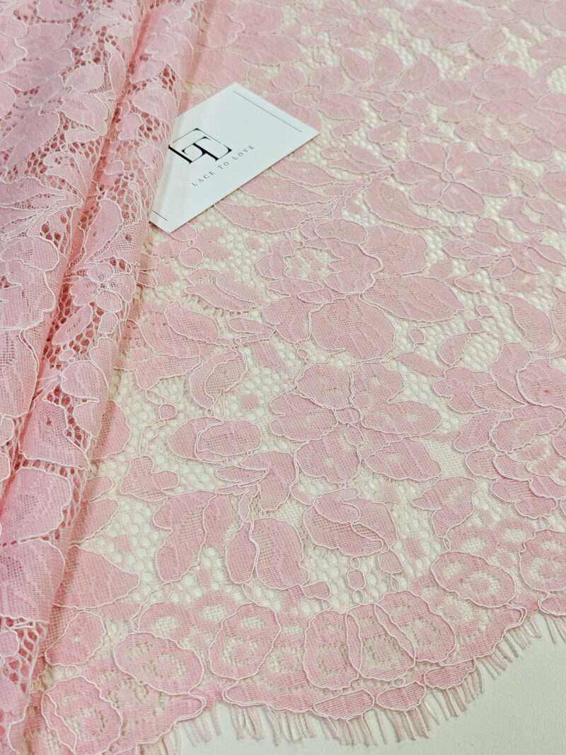 Baby pink color flower lace fabric online shop delivery