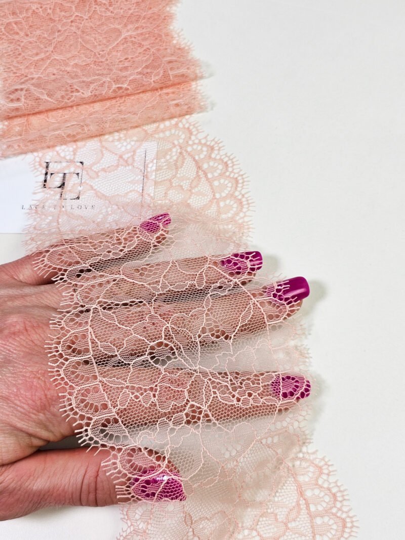 Delicate salmon pink lace border